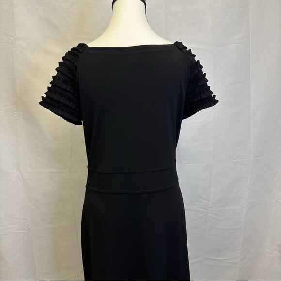 Tribal Stretch Black Dress with Ruffled Sleeves - Size Medium - Picture 3 of 14